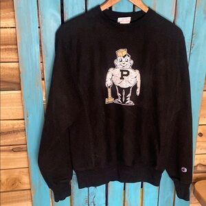 Champion Reverse weave Purdue Pete Black Crewneck Sweatshirt small